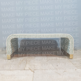 ALICE Bone Inlay Waterfall Coffee Table Light Green Mughal Pattern